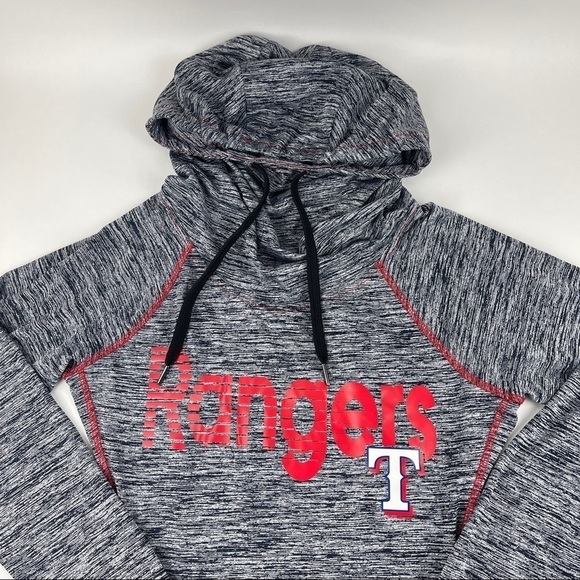 4 Her MLB Hoodie Womens Small Gray Texas Rangers Pocket Drawstring - Picture 3 of 9